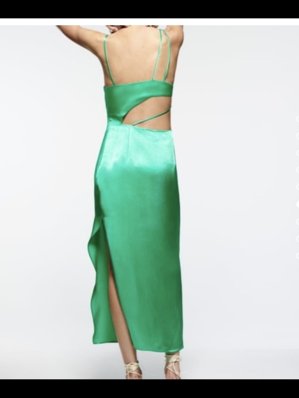 Zara Emerald Satin Strappy Back Slip Dress